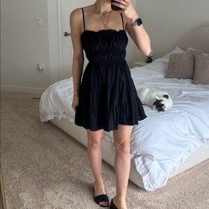 Princess Polly Elegant Black Spaghetti Strap Dress tiered with open back